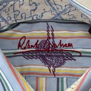 Robert Graham Mens XL Shirt Long Sleeve Flip Cuff‎  Striped Multicolor Cotton